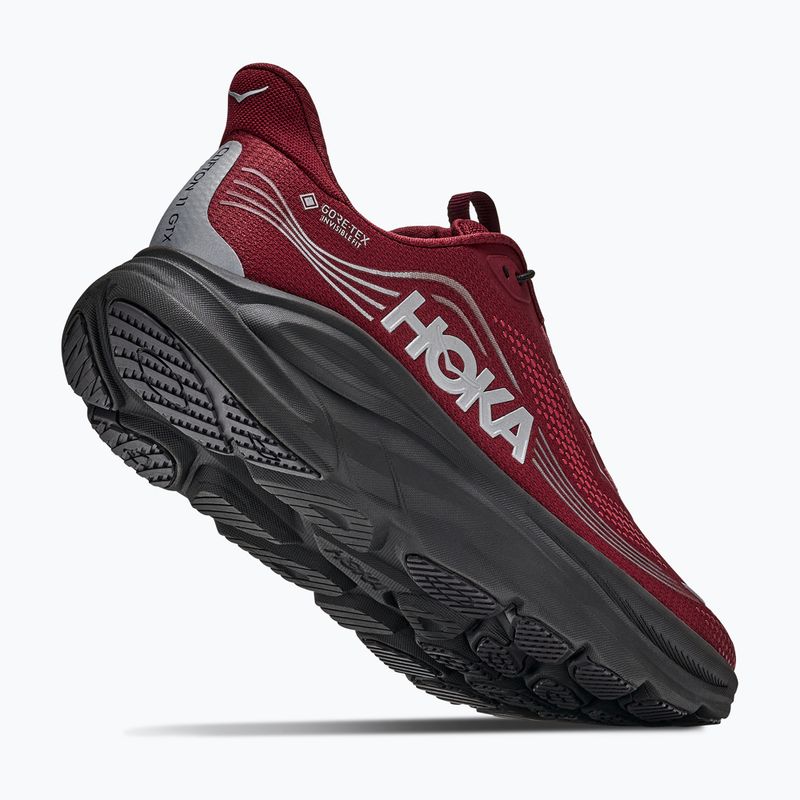 Scarpe da corsa uomo HOKA Clifton 11 GTX varsity burgundy/carbon black 5