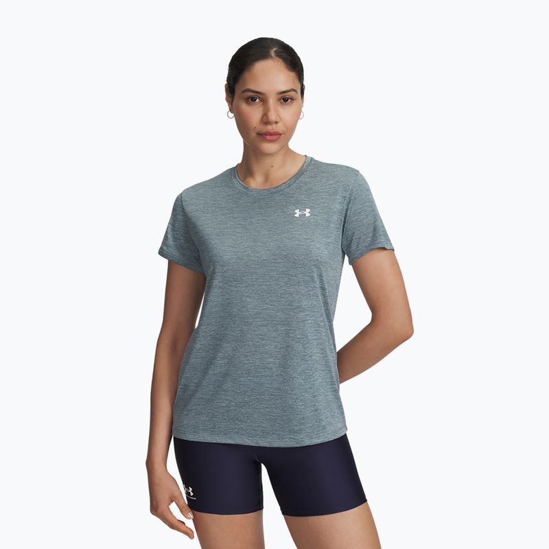 Maglietta da allenamento donna Under Armour Tech Twist jasper blue/white