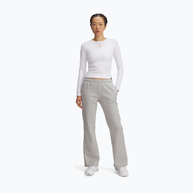 Pantaloni donna Under Armour Rival Fleece Piped mod gray light heather white 2
