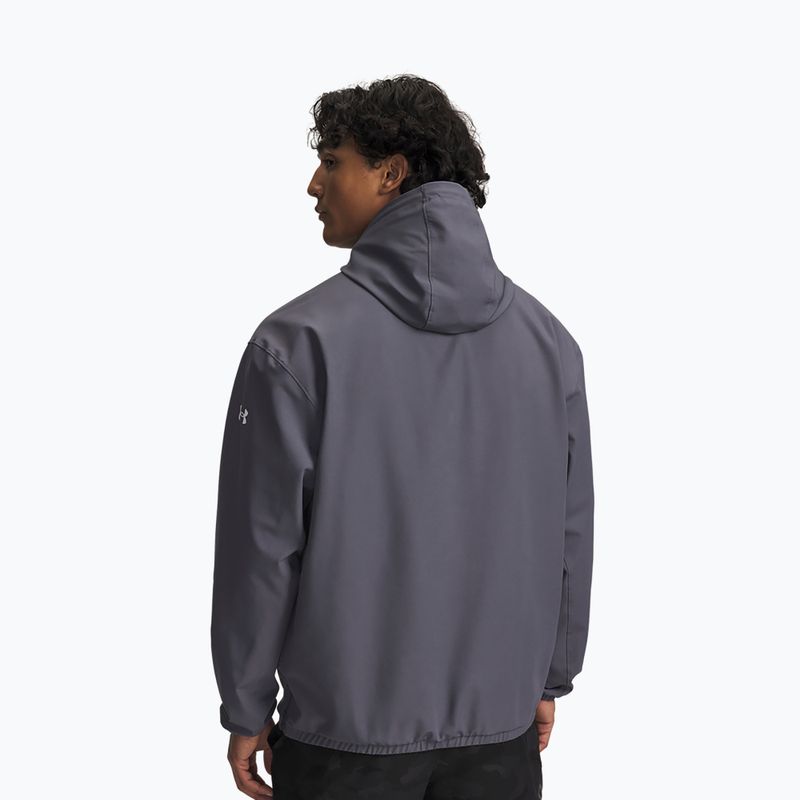 Felpa da uomo Under Armour Unstoppable Woven Hoodie Castlerock/White 2