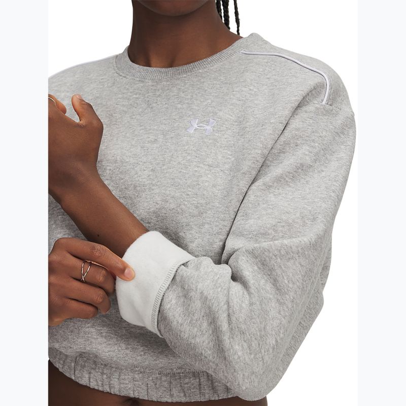 Felpa donna Under Armour Rival Fleece Piped Crew mod gray light heather/white 3