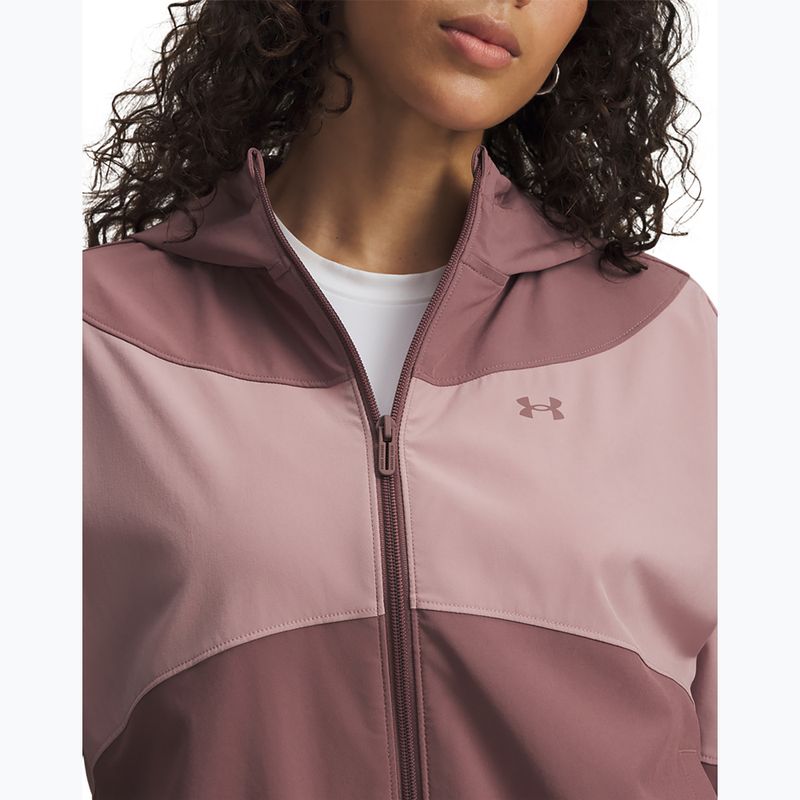 Giacca da donna Under Armour Rival Woven Hoody maroon mist tourmaline pink/maroon mist 3