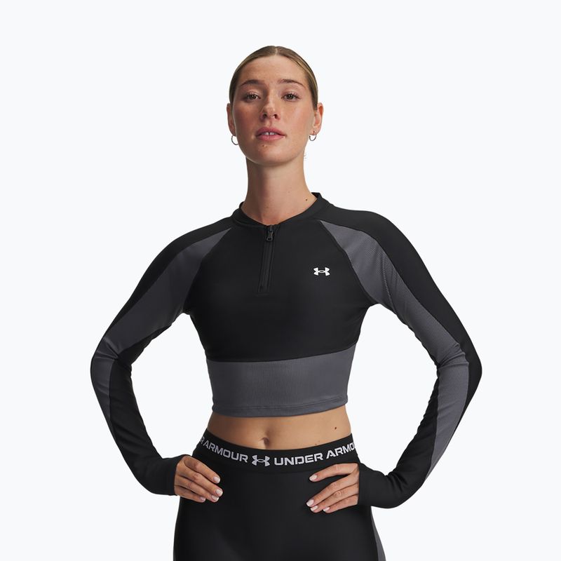 Maglia a maniche lunghe da allenamento donna Under Armour HeatGear Rib 1/4 Zip nero/castlerock/bianco