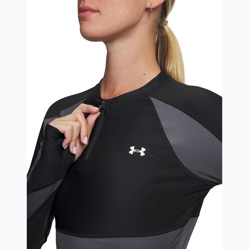 Maglia a maniche lunghe da allenamento donna Under Armour HeatGear Rib 1/4 Zip nero/castlerock/bianco 3