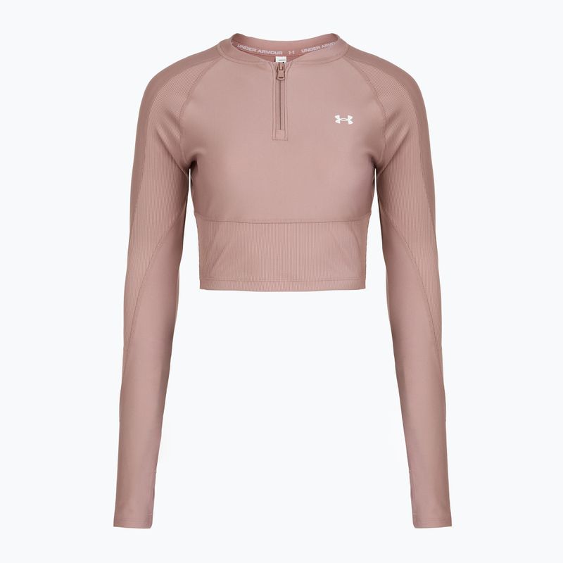 Maglia a maniche lunghe da allenamento donna Under Armour HeatGear Rib 1/4 Zip tourmaline pink/tourmaline pink/white