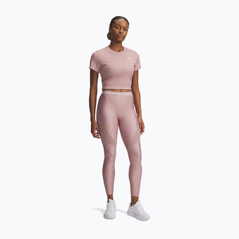 Leggings da donna Under Armour HeatGear Rib tourmaline pink/tourmaline pink/white 2