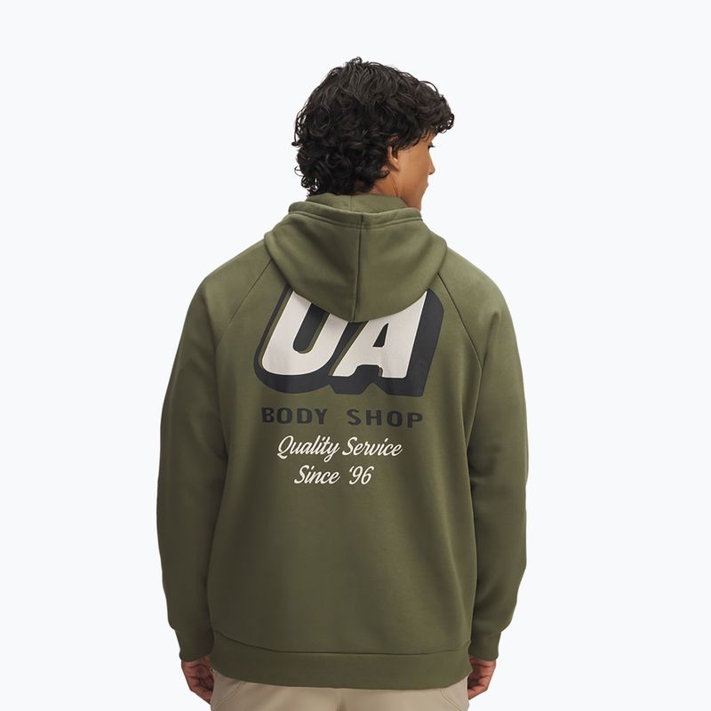 Felpa da uomo Under Armour Rival Fleece HBR Logo Hoodie marine da green/stone 2