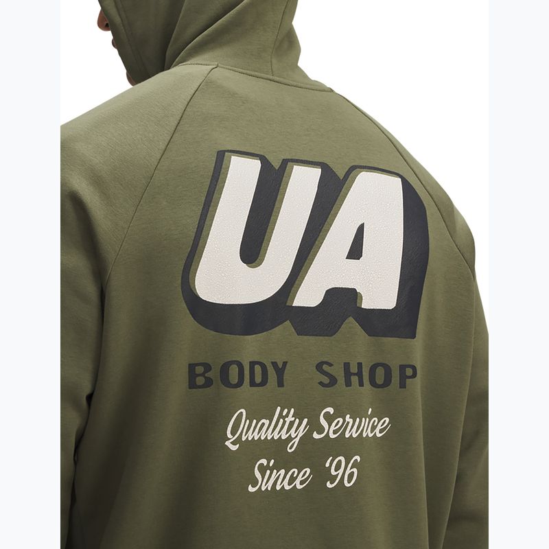 Felpa da uomo Under Armour Rival Fleece HBR Logo Hoodie marine da green/stone 3