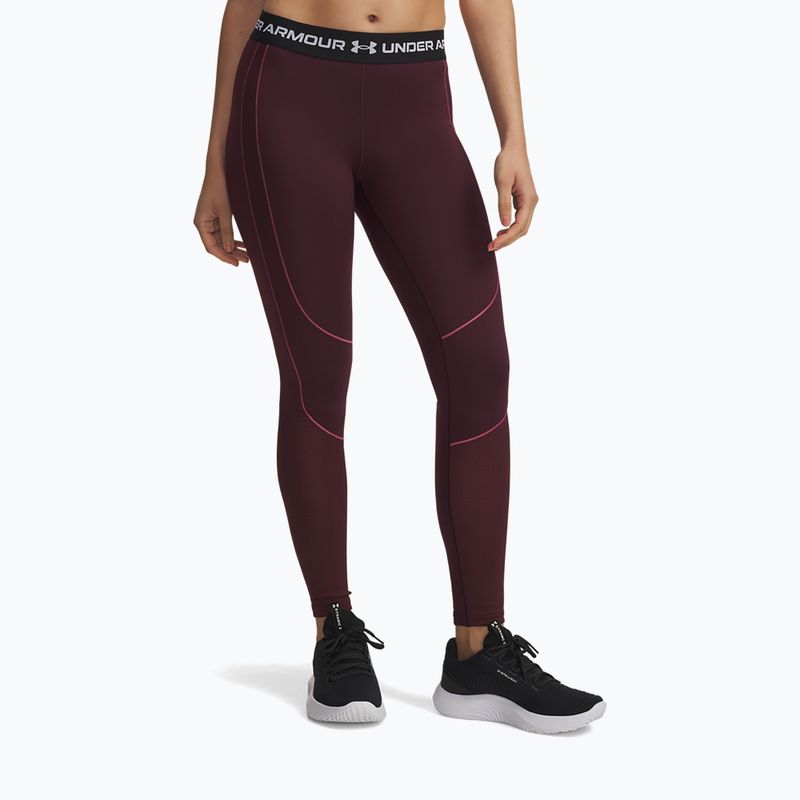 Leggings sportivi da donna Under Armour ColdGear Textured dark maroon/fuchsia dusk/white