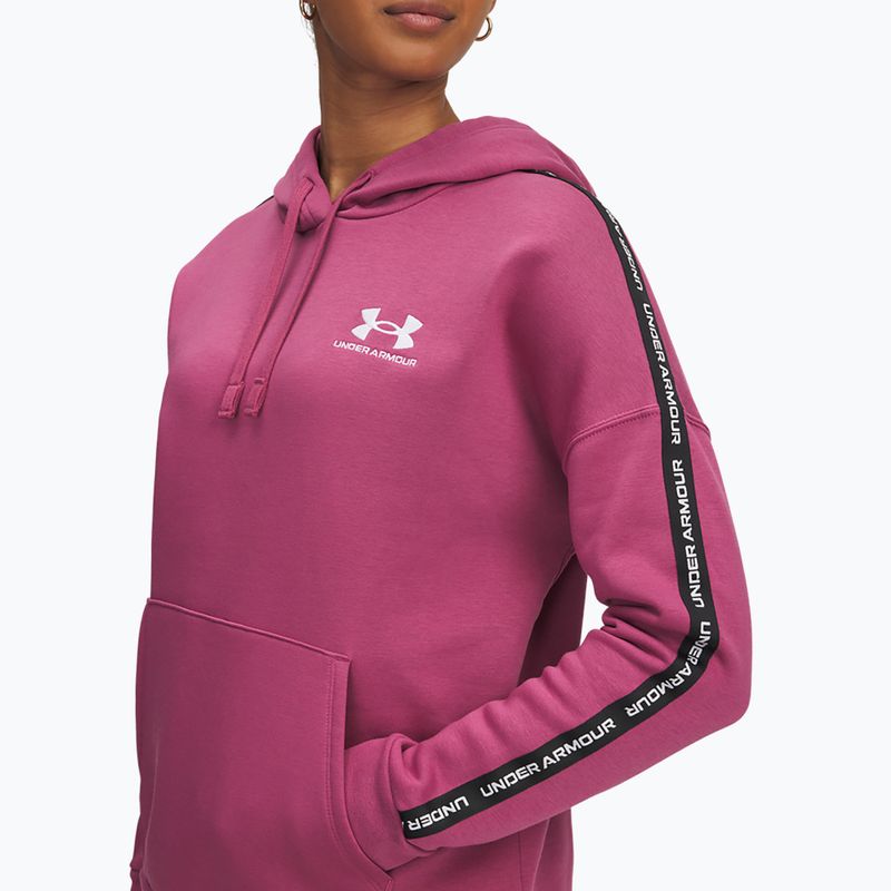 Felpa con cappuccio donna Under Armour Icon Fleece Taped Hoody fuchsia dusk/white 3