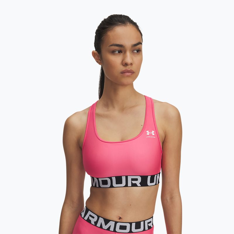 Reggiseno sportivo Under Armour HG Authentics Mid Branded super pink/white
