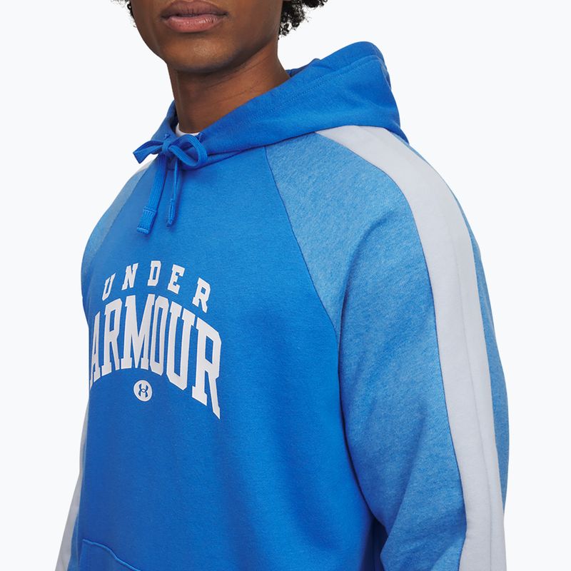 Felpa da uomo Under Armour Rival Fleece Colorblock Hoodie blu atlantis/bianco 3