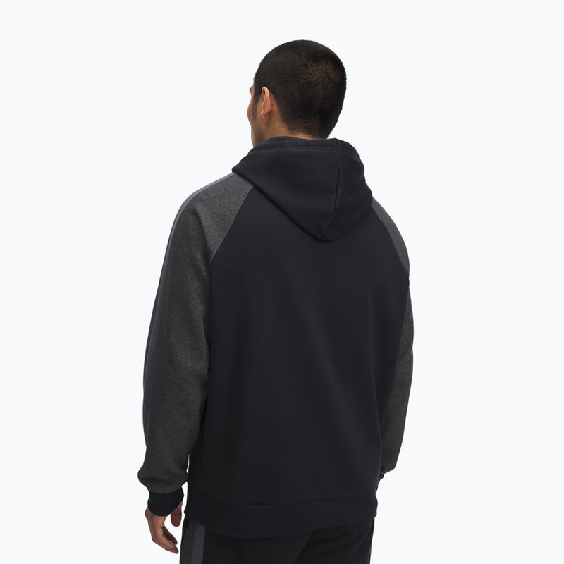 Felpa da uomo Under Armour Rival Fleece Colorblock Hoodie nero/castlerock/bianco 2