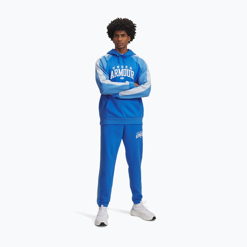 Pantaloni da allenamento uomo Under Armour Rival Fleece Colorblock blue atlantis/blue calm/white 2