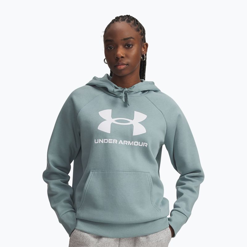 Felpa donna Under Armour Rival Fleece Big Logo Hoody serpentina/bianco