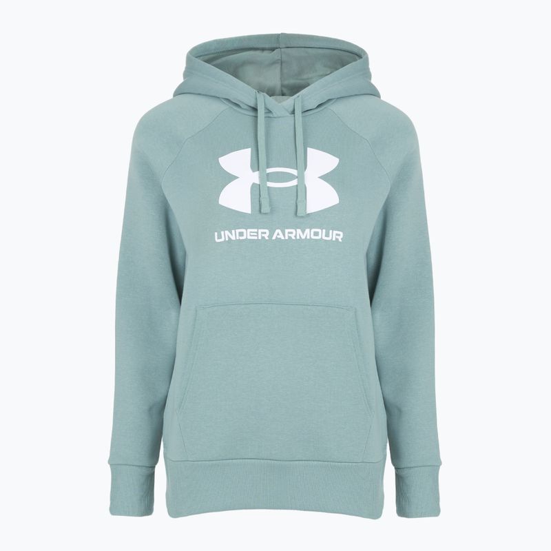 Felpa donna Under Armour Rival Fleece Big Logo Hoody serpentina/bianco 4