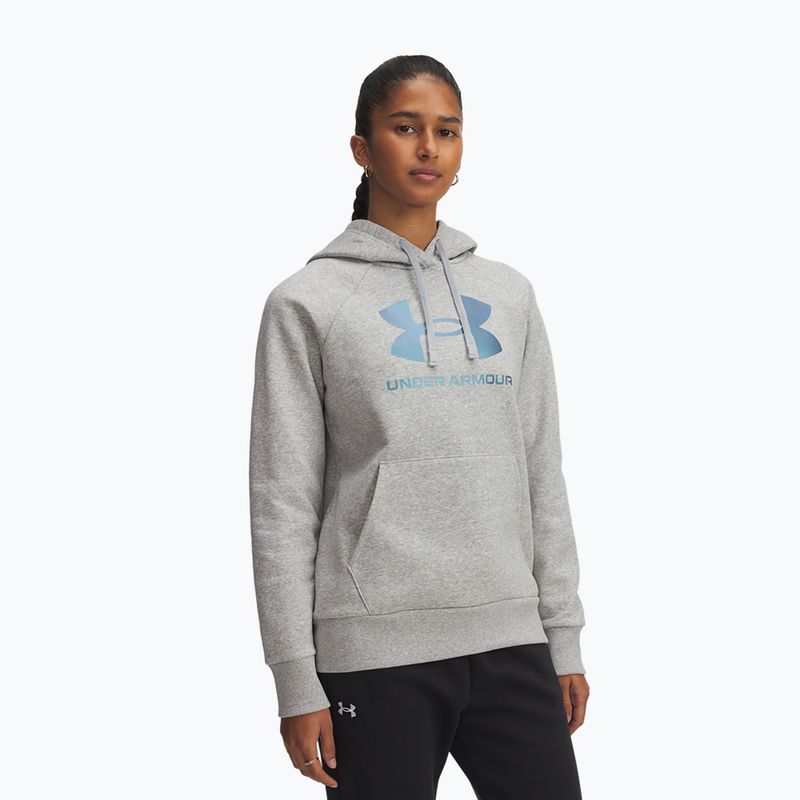 Felpa da donna Under Armour Rival Feelce Shimmer Hoody mod gray light heather/iridescent