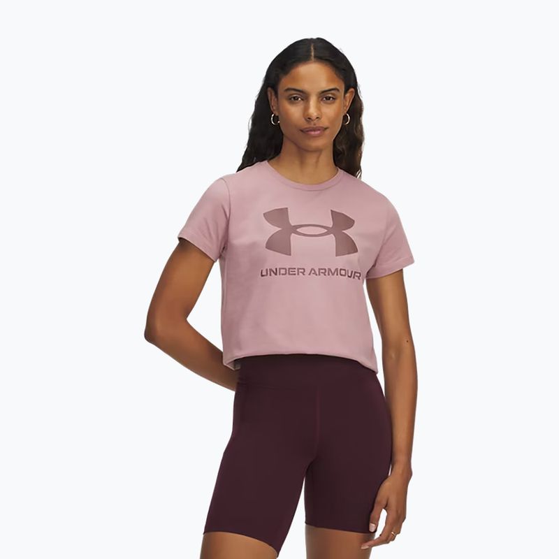 Maglietta da allenamento donna Under Armour Rival Logo rosa tormalina/fumo marrone