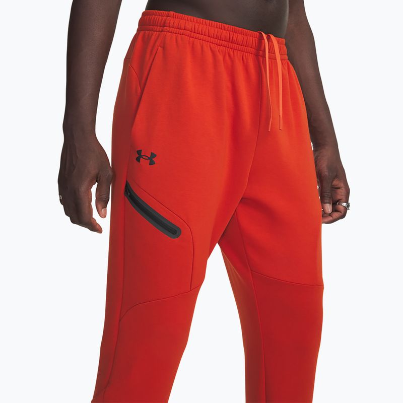 Pantaloni da allenamento da uomo Under Armour Unstoppable Fleece Jgr surplus orange black 4
