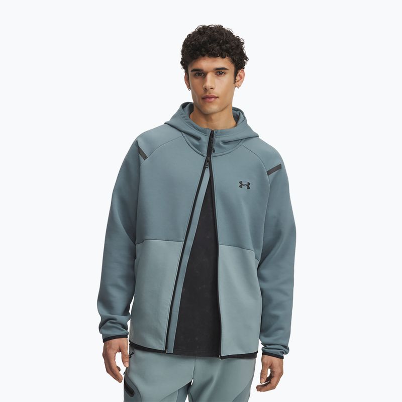 Felpa uomo Under Armour Unstoppable Fleece Full Zip HD jasper blue/serpentine/black