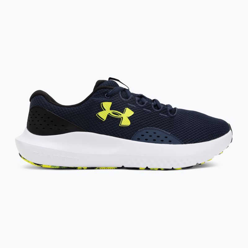 Scarpe running uomo Under Armour Charged Surge 4 washed navy/black/high vis yellow 2