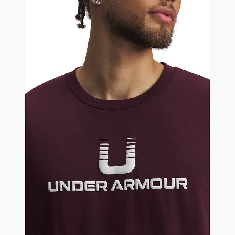 T-shirt da uomo Under Armour Logo Heayweight bordeaux scuro/bianco 3