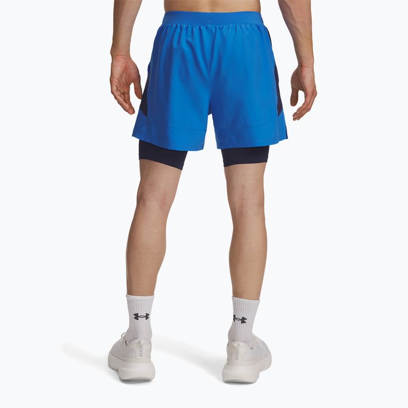 Shorts da running uomo Under Armour Launch 5" 2in1 blue atlantis/washed navy/reflective 3