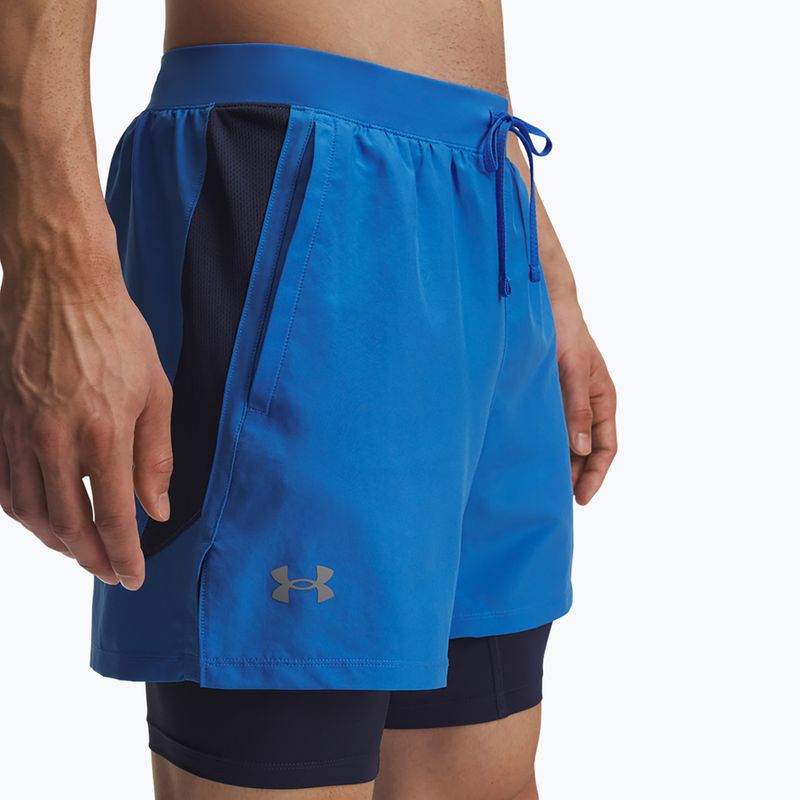Shorts da running uomo Under Armour Launch 5" 2in1 blue atlantis/washed navy/reflective 4