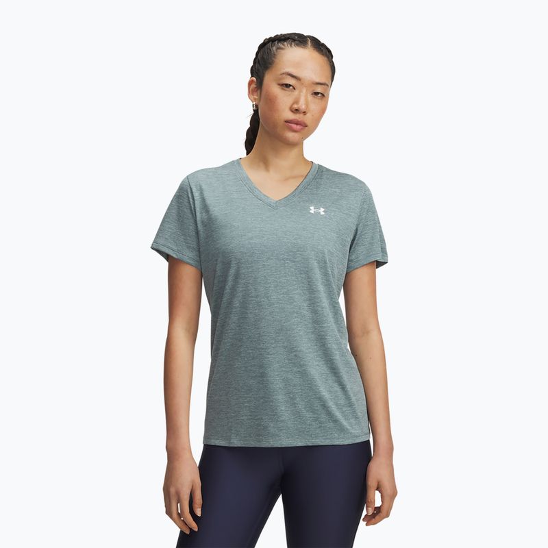 Maglietta da allenamento donna Under Armour Tech V-Twist jasper blue/white