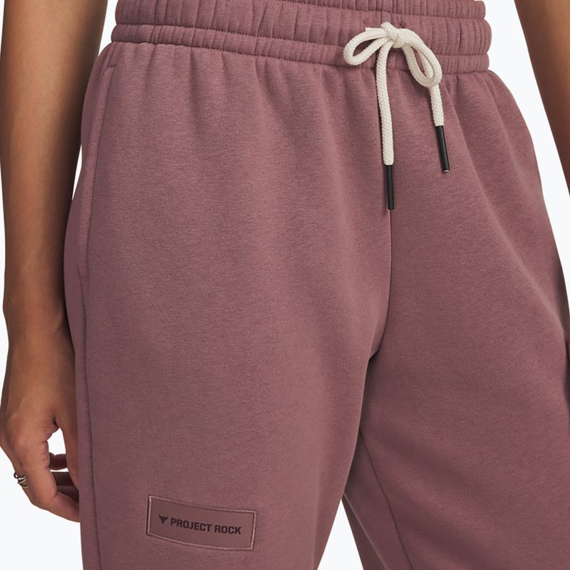 Pantaloni da allenamento da donna Under Armour Project Rock Icon maroon mist/black 3