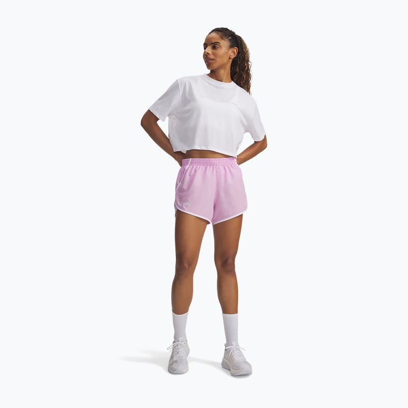 Pantaloncini da corsa da donna Under Armour Fly By 3" pink dawn/white 2