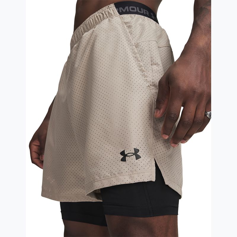 Pantaloncini da allenamento uomo Under Armour Vanish Woven 2.0 2IN1 Shorts timberwolf taupe/black 4