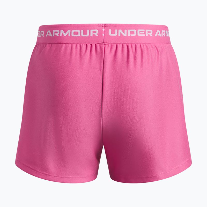 Pantaloncini da allenamento per bambini Under Armour UA Tech Play Up 2IN1 Shorts pink frenzy/white 2