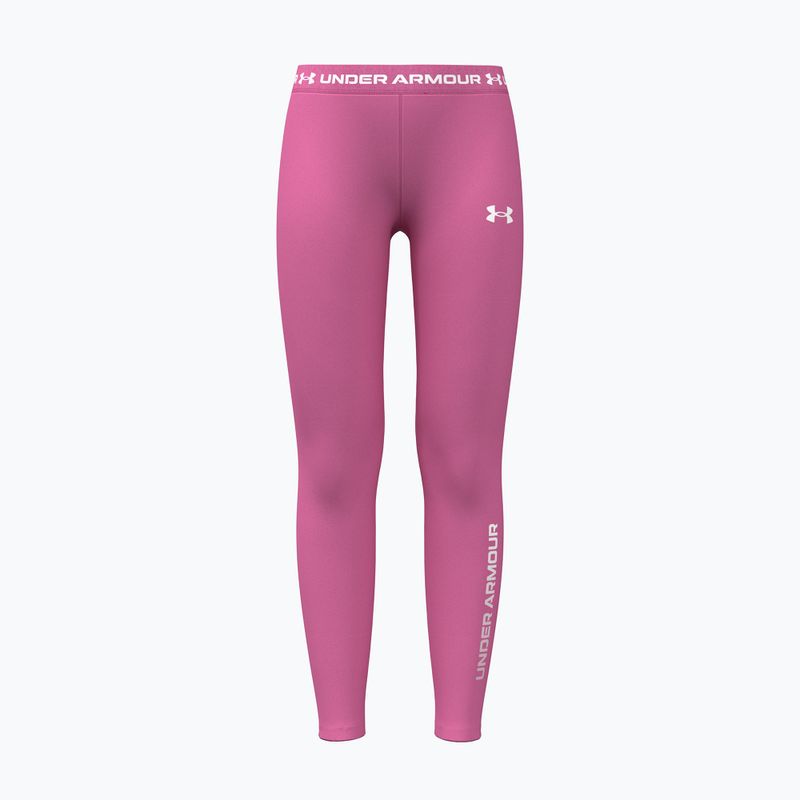 Leggings per bambini Under Armour HeatGear Branded Leggings pink frenzy/white