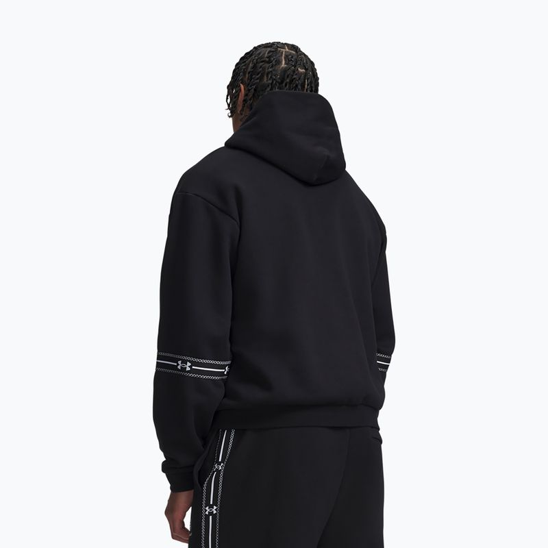 Felpa da uomo Under Armour Icon Fleece Taped Hoodie ultimate black/white 2