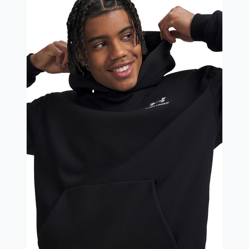 Felpa da uomo Under Armour Icon Fleece Taped Hoodie ultimate black/white 3