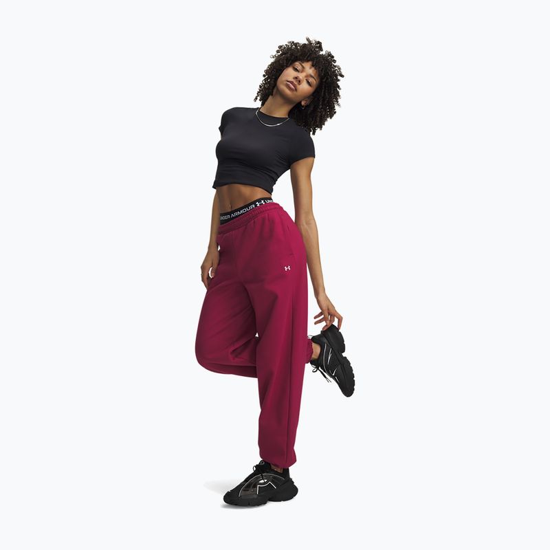 Pantaloni da donna Under Armour Icon Fleece Gym Pant claret/white 2