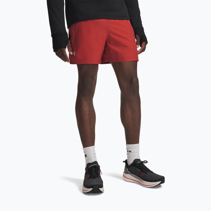 Pantaloncini da corsa da uomo Under Armour Launch 5" Shorts heritage red/black/reflective