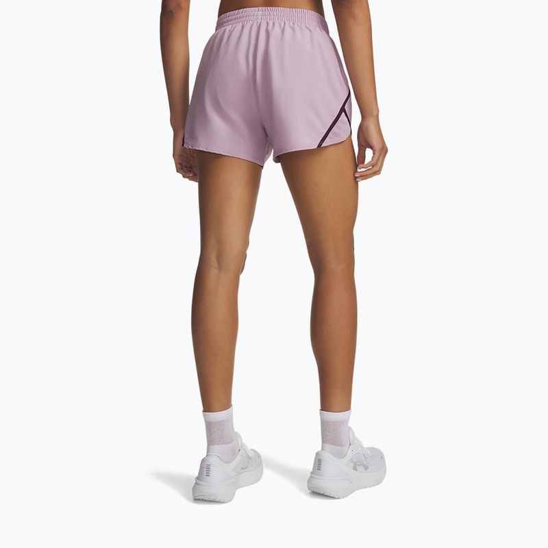 Pantaloncini da corsa da donna Under Armour Fly By 3" Shorts mauve pink/purple echo/reflective 3