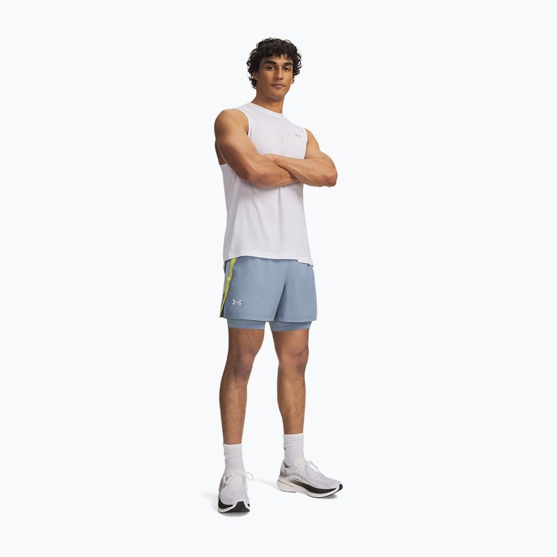 Pantaloncini da corsa da uomo Under Armour Launch 5" 2IN1 Shorts blue wind/blue fog/reflective 2