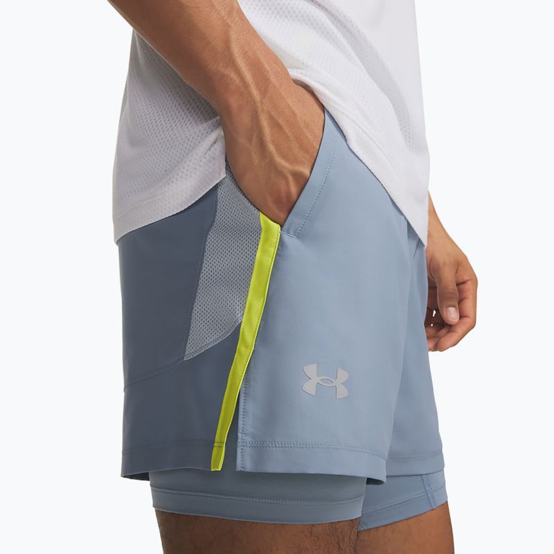 Pantaloncini da corsa da uomo Under Armour Launch 5" 2IN1 Shorts blue wind/blue fog/reflective 4