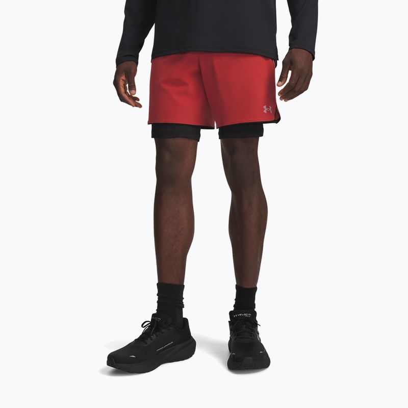 Pantaloncini da corsa da uomo Under Armour Velociti Pro 2IN1 Shorts heritage red/reflective