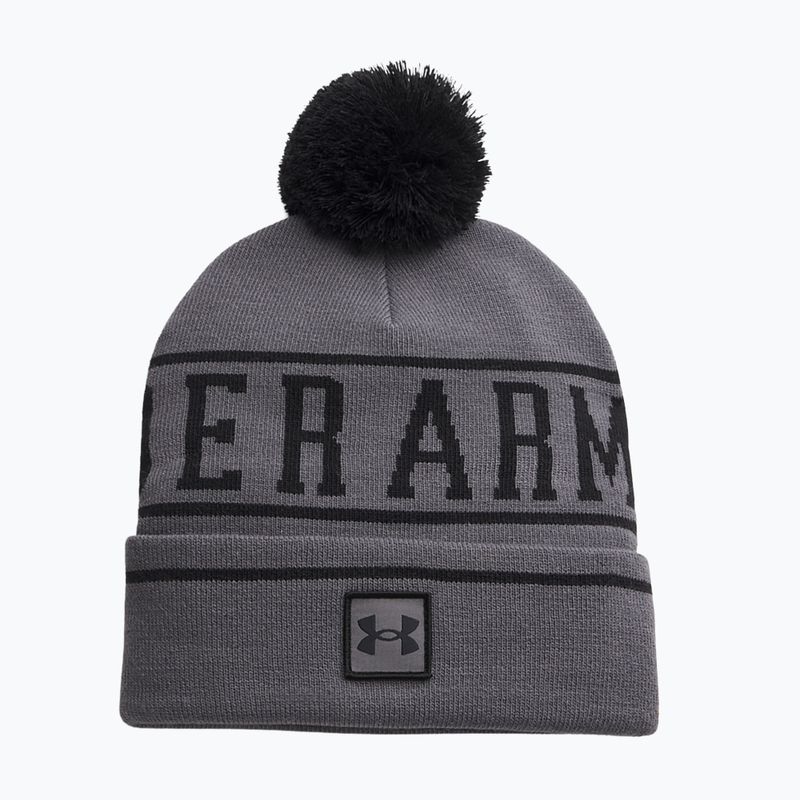 Berretto invernale da uomo Under Armour Halftime Pom Beanie castlerock/black/black