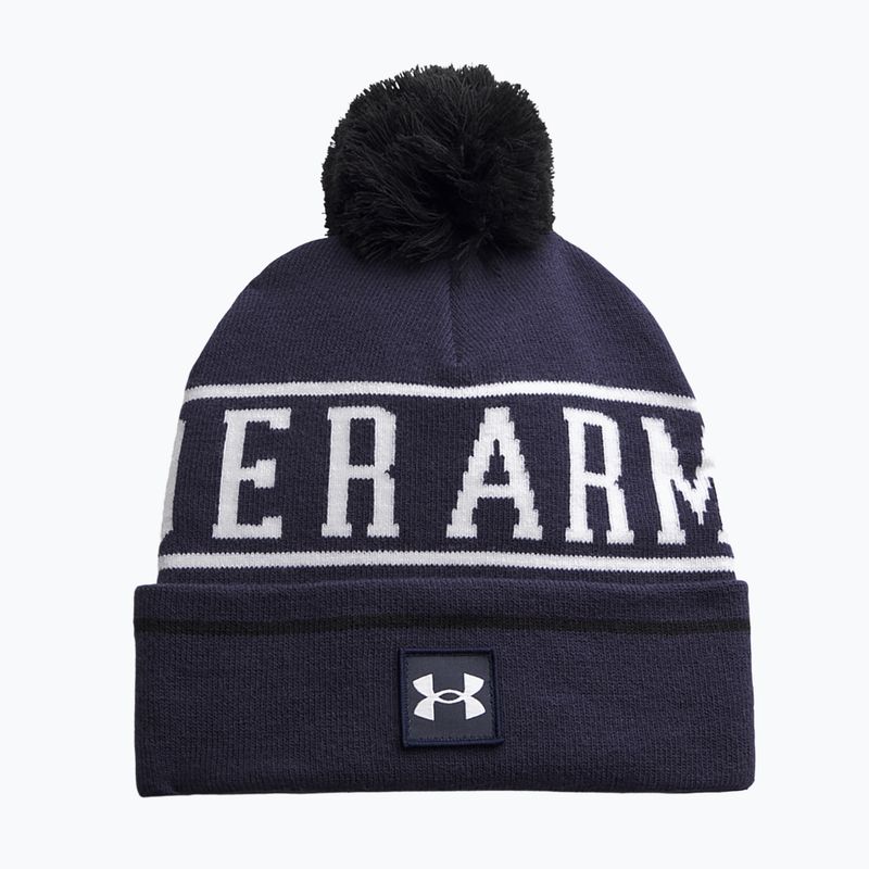 Berretto invernale da uomo Under Armour Halftime Pom Beanie midnight navy/white/white
