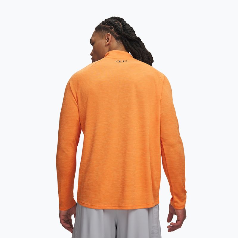 Felpa da uomo Under Armour Tech Textured 1/2 Zip LS outrageous orange/black 2