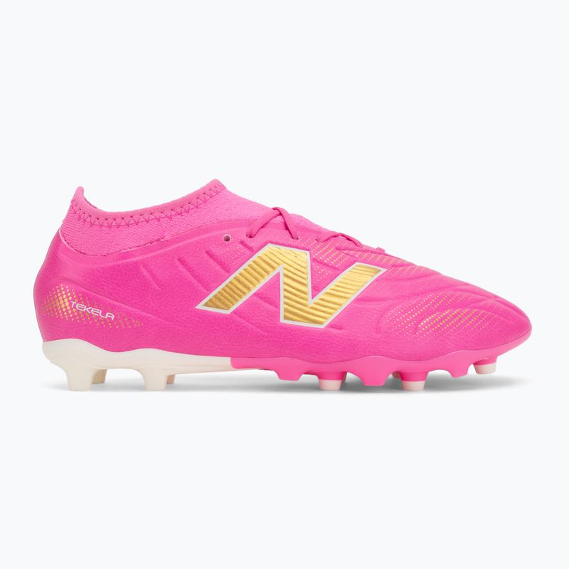 Scarpe da calcio per bambini New Balance Tekela Team V5 pink heat/metallic gold/pink satin 2
