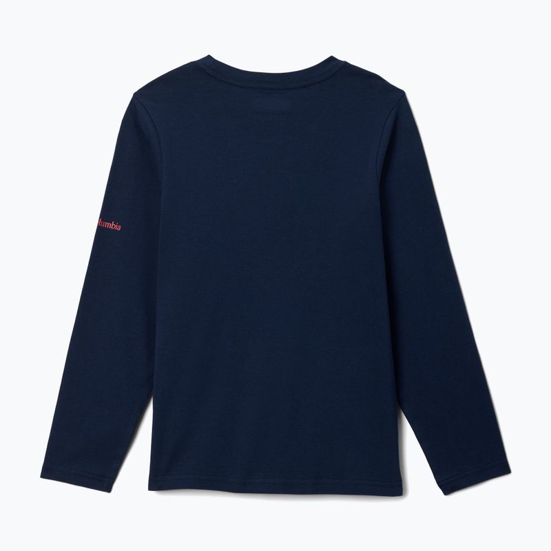 Maglia a maniche lunghe da trekking per bambini Columbia Dobson Pass Graphic Tee collegiate navy/hike on 2