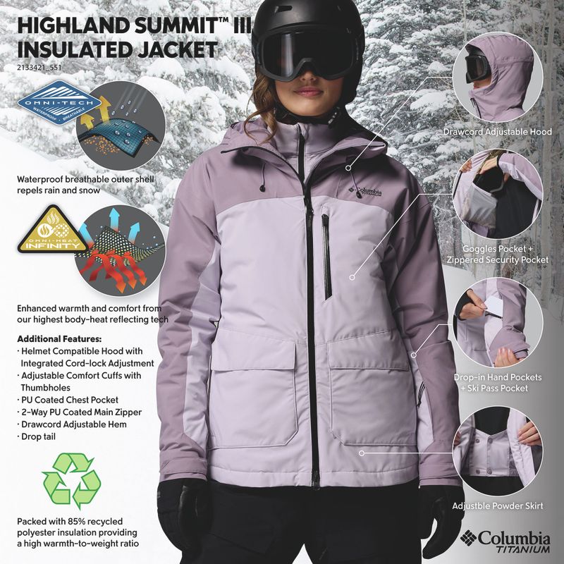 Giacca da sci da donna Columbia Highland Summit III Insulated lavender pearl/shale purple 14