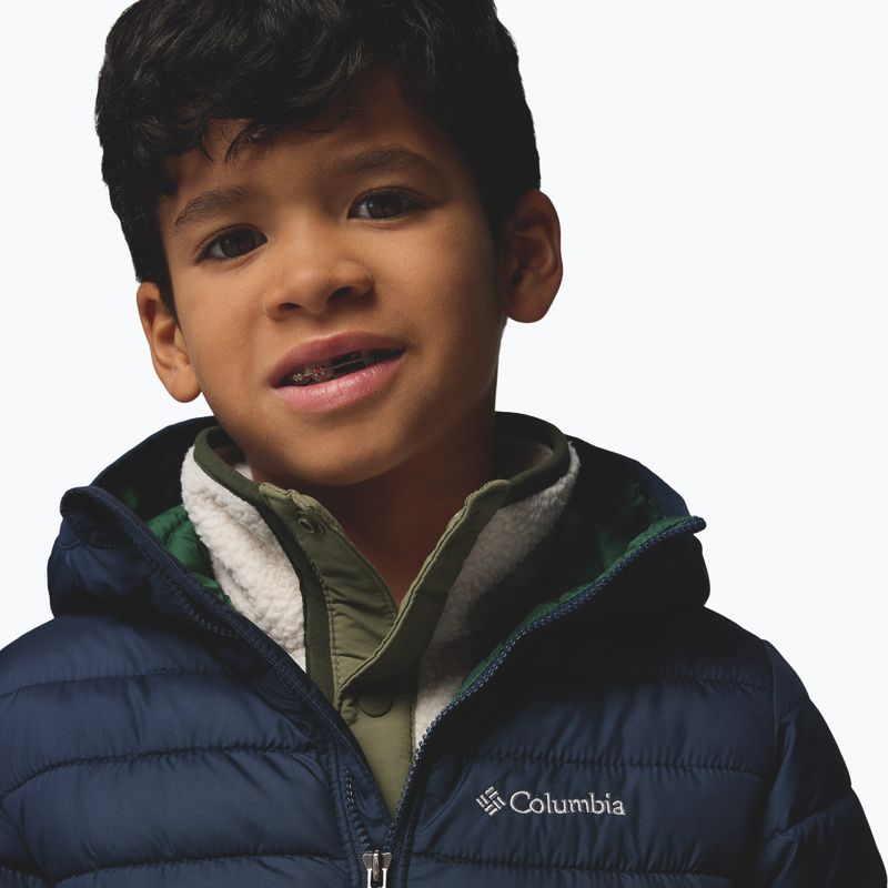 Giacca da bambino Columbia Powder Lite II Hooded rain forest/collegiate navy 6