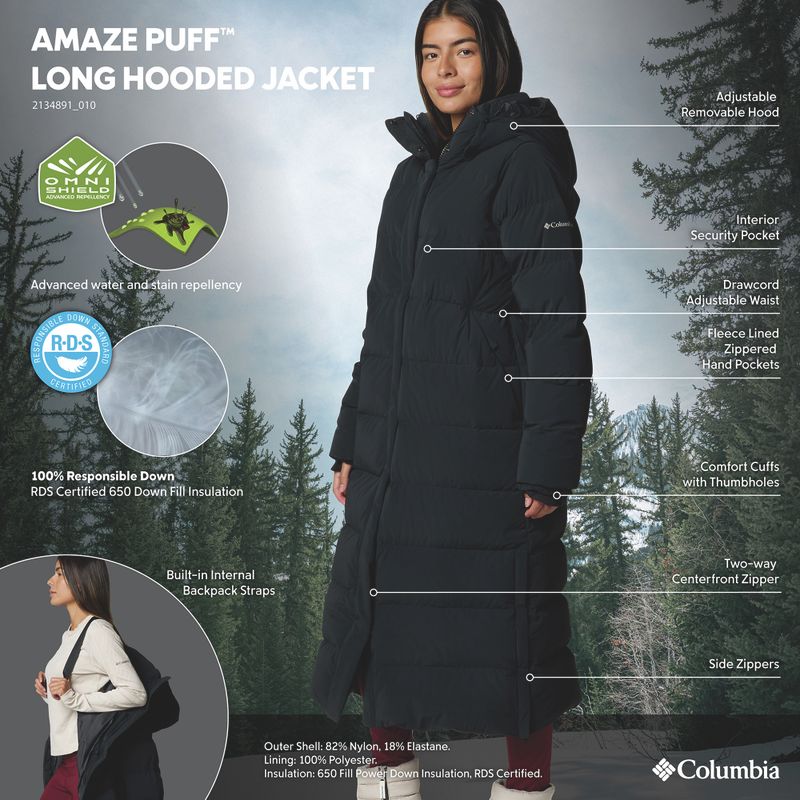 Piumino lungo donna Columbia Amaze Puff Long Hooded black 19